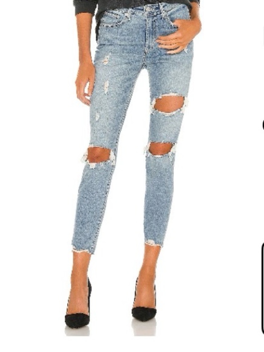 Lovers + Friends Light Blue Distressed High-Rise Skinny Jeans
